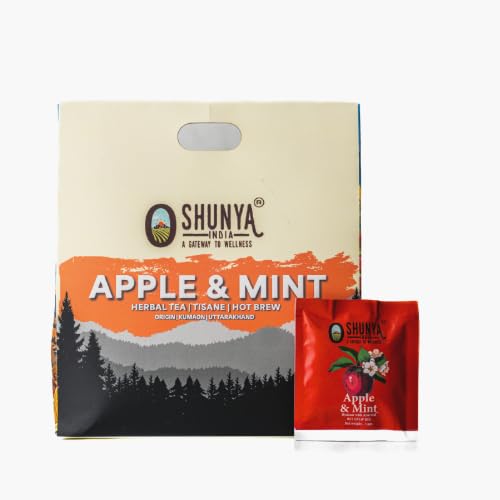 Shunya India Apple, Mint, and Timur Tisane(20 Tea Bags, 3 Gm Each) - Herbal Infusion  Tisane Natural Antioxidant, Support Immunity, Caffeine Free