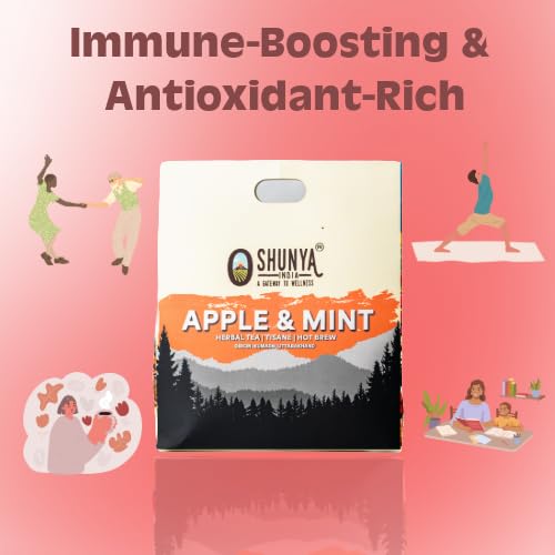 Shunya India Apple, Mint, and Timur Tisane(20 Tea Bags, 3 Gm Each) - Herbal Infusion  Tisane Natural Antioxidant, Support Immunity, Caffeine Free