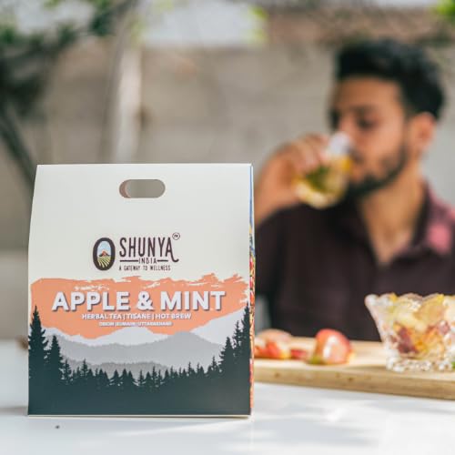 Shunya India Apple, Mint, and Timur Tisane(20 Tea Bags, 3 Gm Each) - Herbal Infusion  Tisane Natural Antioxidant, Support Immunity, Caffeine Free