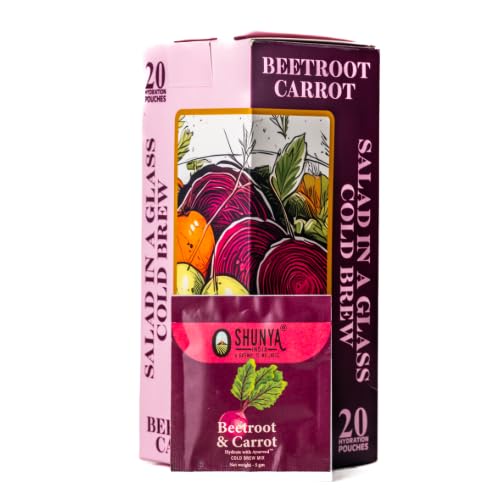 Shunya India® Beet Root, Carrot and Amla Cold Brew (20 Pouch, 5g Each) - Restorative and Detoxifying with Natural Antioxidant, Support Immunity, Caffeine Free